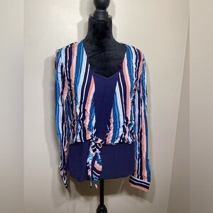 No Boundaries Striped Twofer Navy Blue Size XL